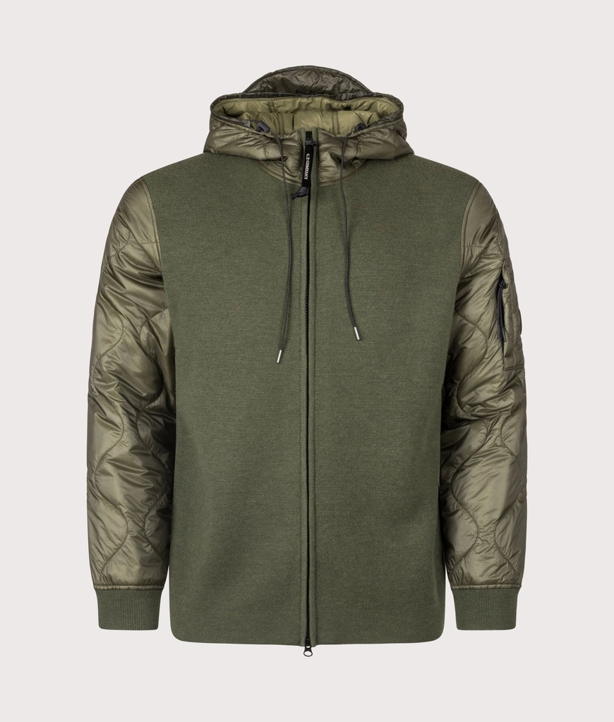 CP Company Mens Extrafine Merino Wool Mixed Hooded Zip D.D. Shell Sweater